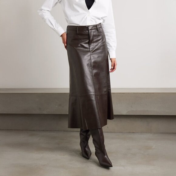 Citizens of Humanity Cassia Leather Skirt Chocolate Brown size 23 NEW NWT - Picture 1 of 15